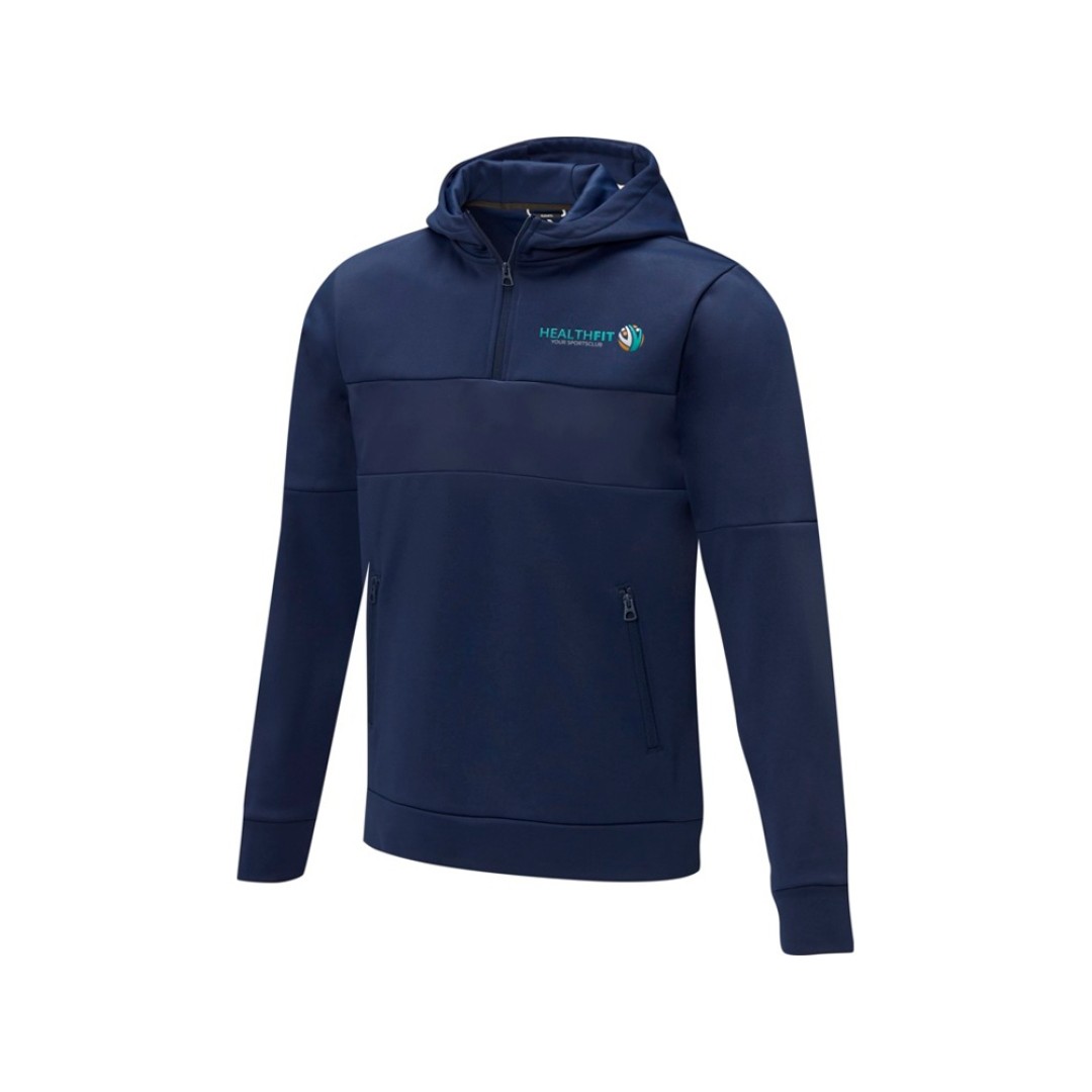 Мужской свитер анорак Sayan на молнии на половину длины с капюшоном, темно-синий