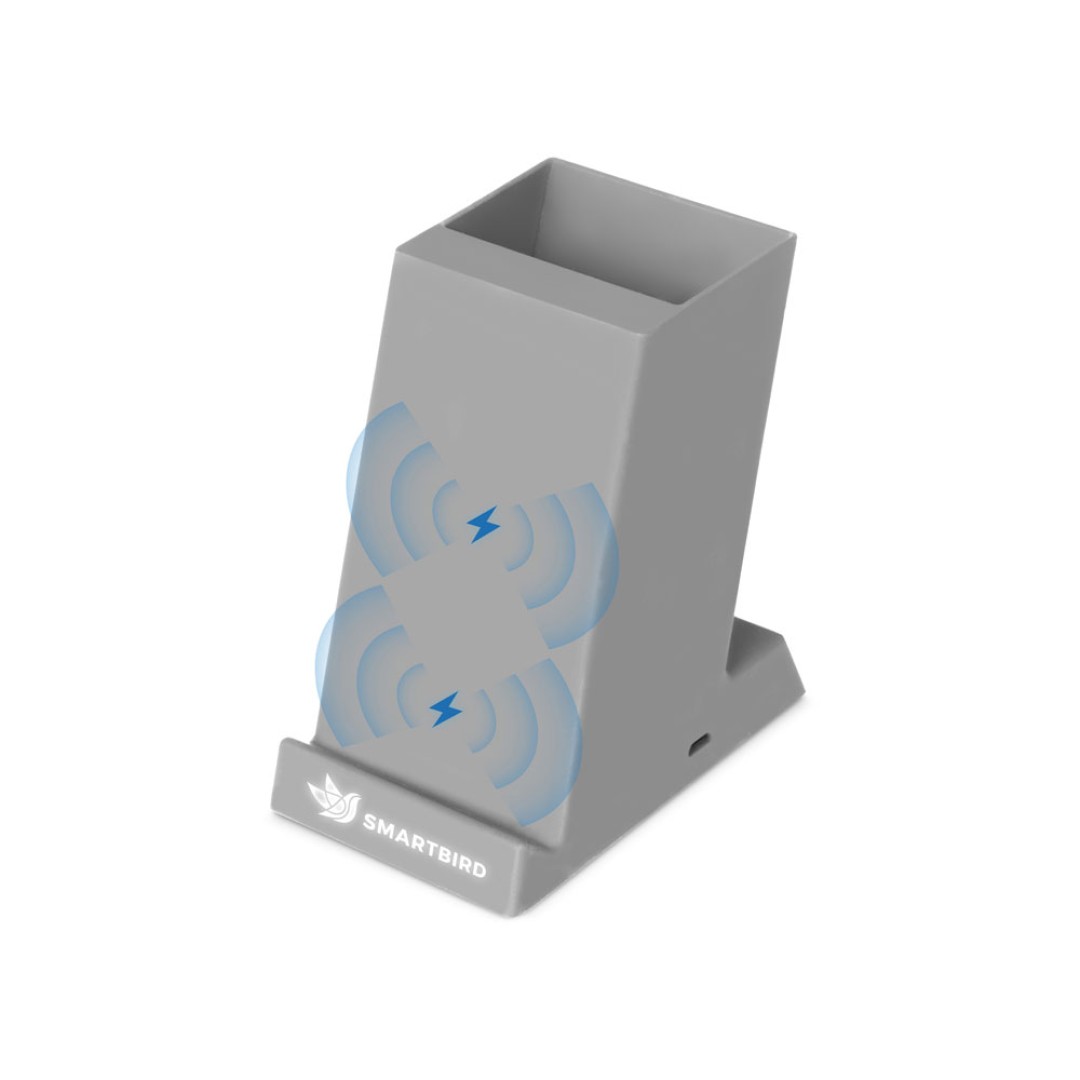 Беспроводная зарядка-подставка с подсветкой "Glow box", серый