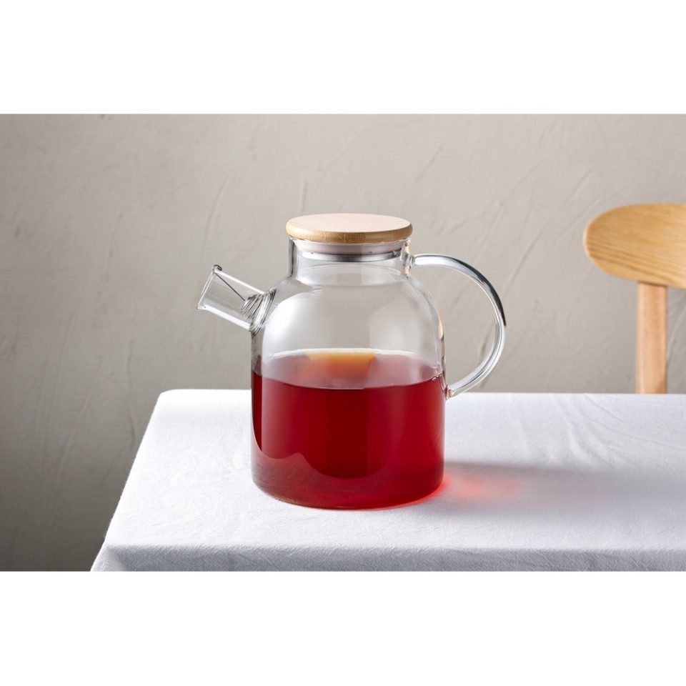 Стеклянный чайник с бамбуковой крышкой "Sencha M"