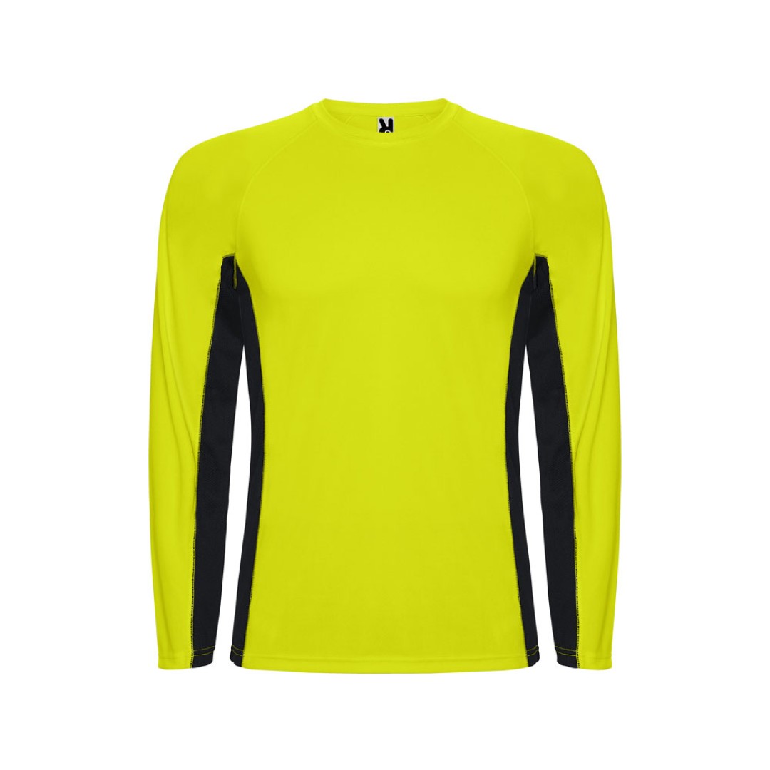 Футболка "Shanghai " мужская с длинным рукавом, неоновый желтый/черный