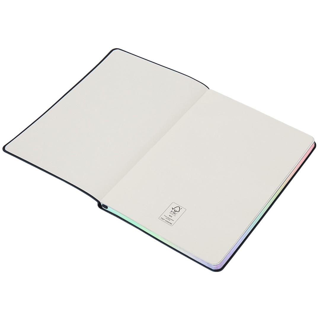 Блокнот А5 в гибкой обложке "Fellini" с голографическим срезом, темно-синий