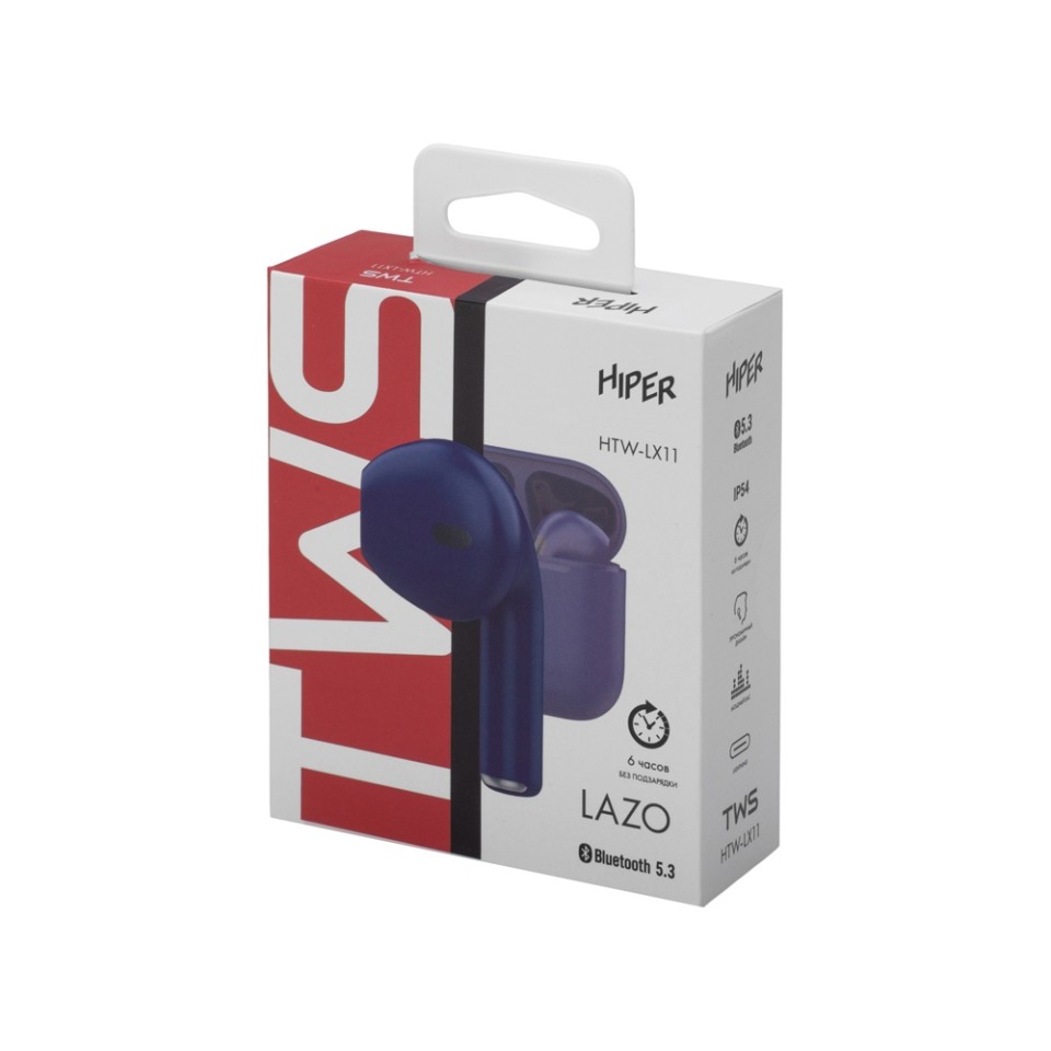 Беспроводные наушники HIPER TWS Lazo X12 White (HTW-LX12) Bluetooth 5.3 гарнитура, Белый (Р)