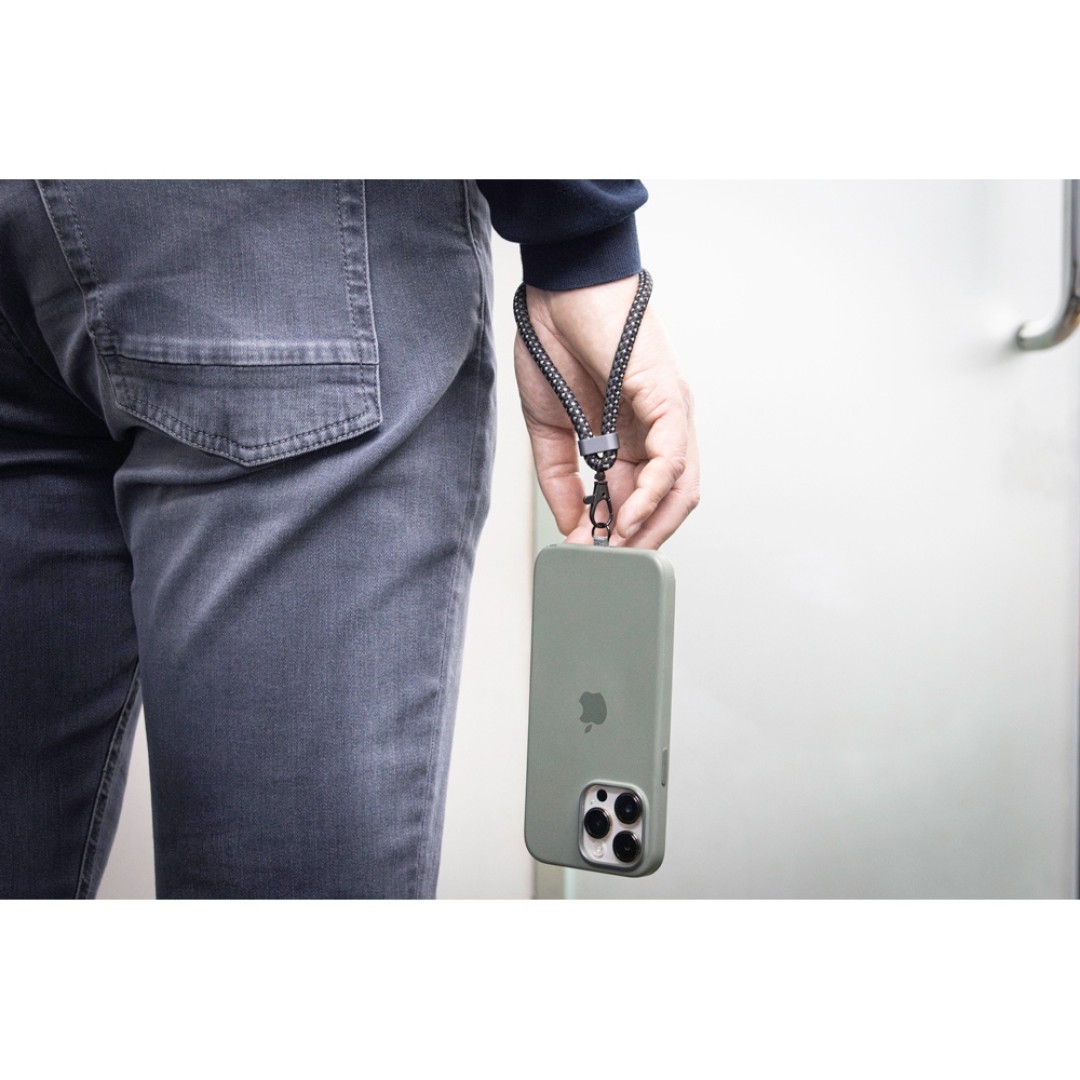 Ремешок-держатель для телефона с зарядным кабелем USB-C - USB-C «Lany Wristband Charge Eco», серый