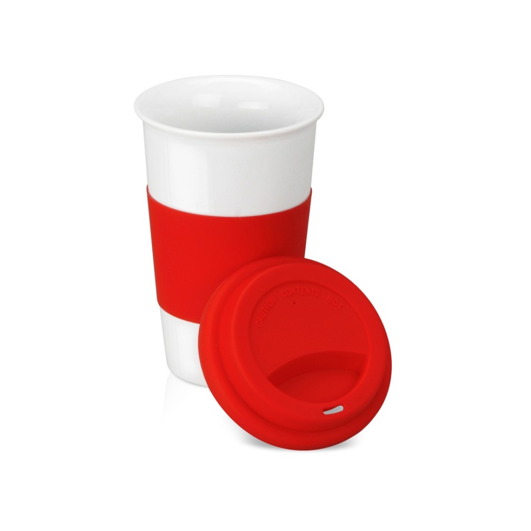 Кружка с силиконовой крышкой и манжетой «Нью-Йорк» 300мл, красный