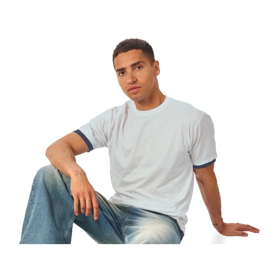 Футболка «Rotterdam» мужская, жемчужный/темно-синий