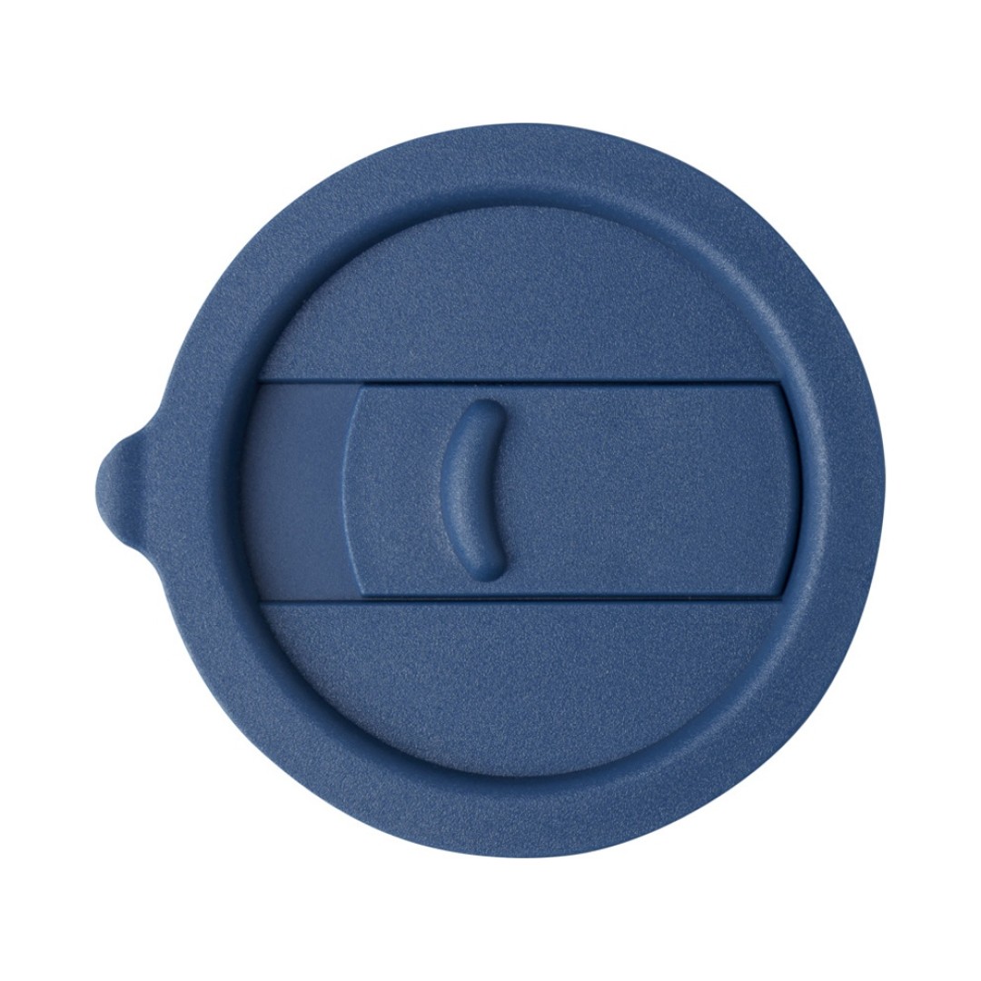 Java керамическая кружка емкостью 330 мл с силиконовой оберткой и пластиковой крышкой - Синий