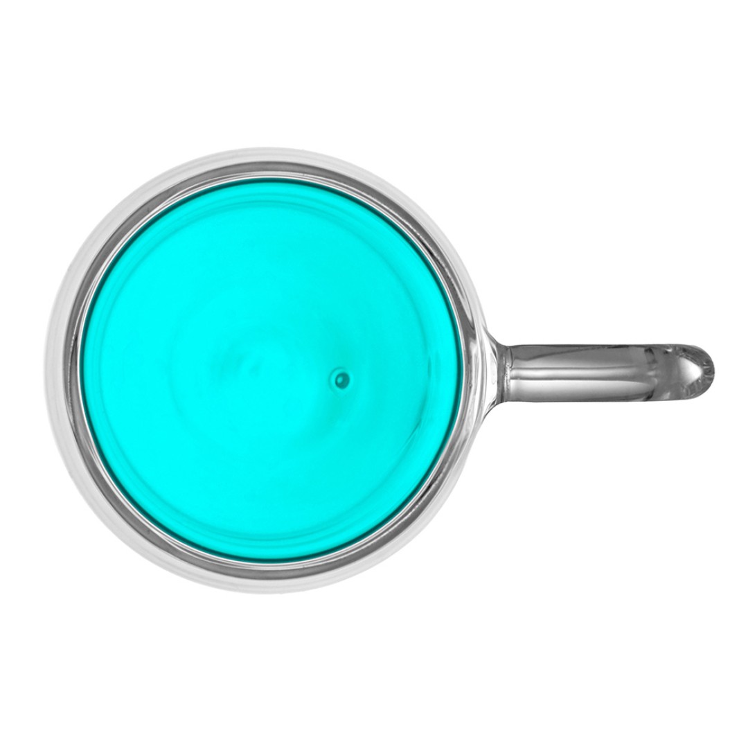 Кружка с двойными стенками с широкой ручкой и градиентным покрытием "Fog", бирюзовый