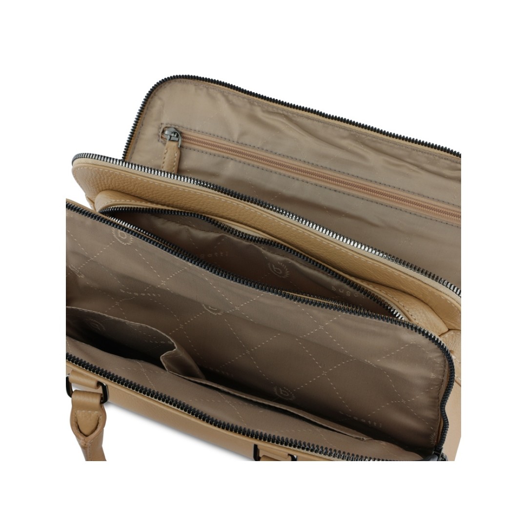 Сумка женская BUGATTI Elsa, песочного цвета, воловья кожа/полиэстер, 32х13х22 см