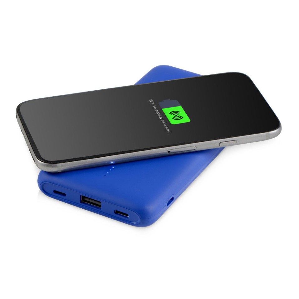 Внешний беспроводной аккумулятор с подсветкой лого «Reserve X» v.2, 8000 mAh, ярко-синий