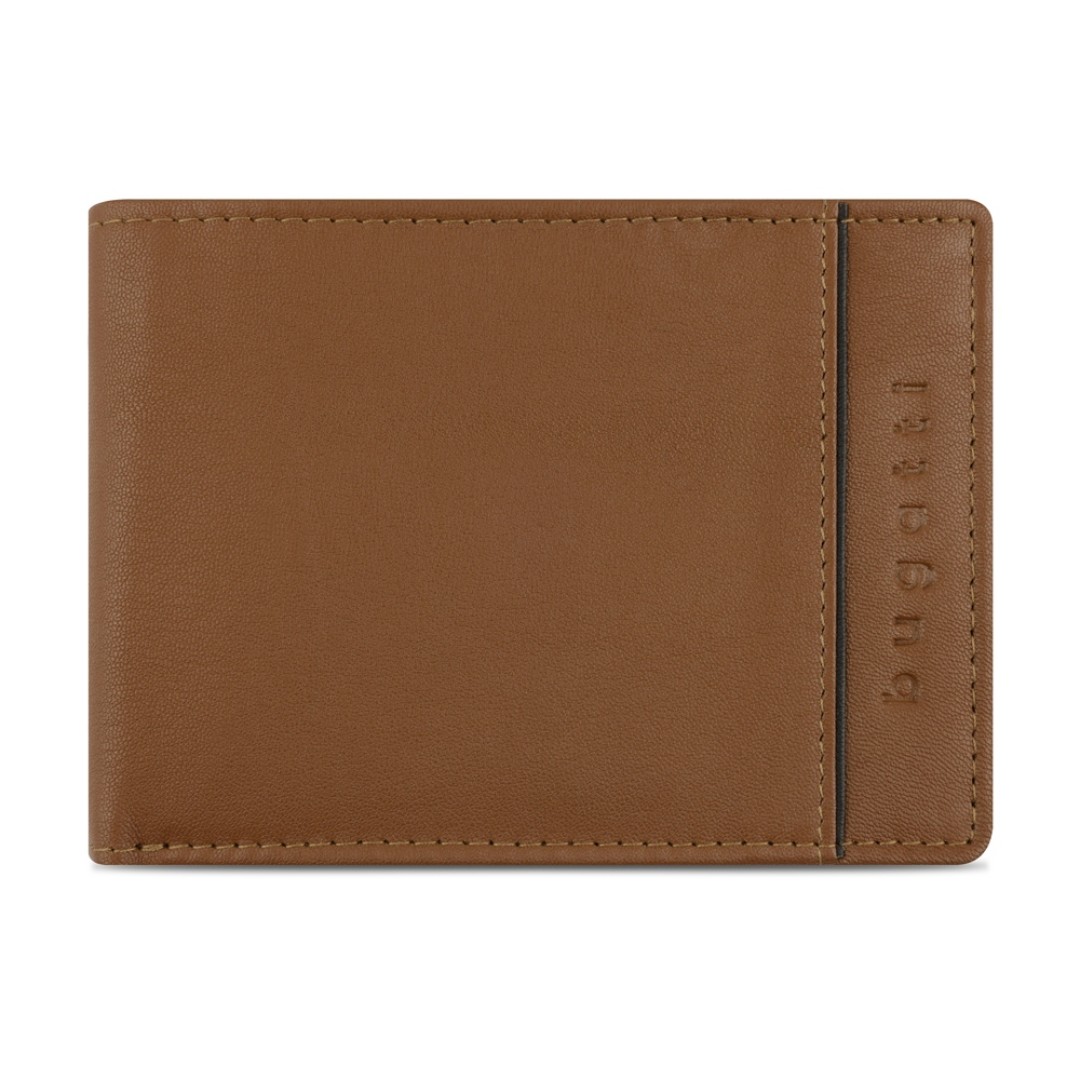 Портмоне BUGATTI Banda, с защитой RFID, коньячного цвета цвет, кожа/полиэстер, 12,5х2х9 см