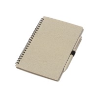 Блокнот А5 «Toledo M», бежевый + ручка шариковая «Pianta» из пшеничной соломы, бежевый