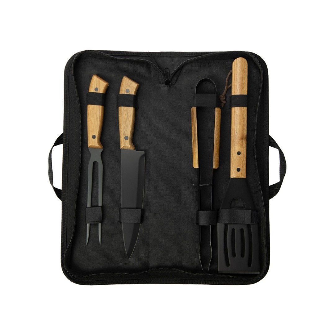 BBQ набор из акации, черный