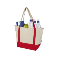 Sam эко- сумка из переработанного хлопка, сертифицированного согласно GRS, плотностью 320 г/м2 - Красный / Натуральный