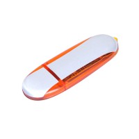 Флешка 3.0 промо овальной формы, 32 Гб, серебристый/оранжевый
