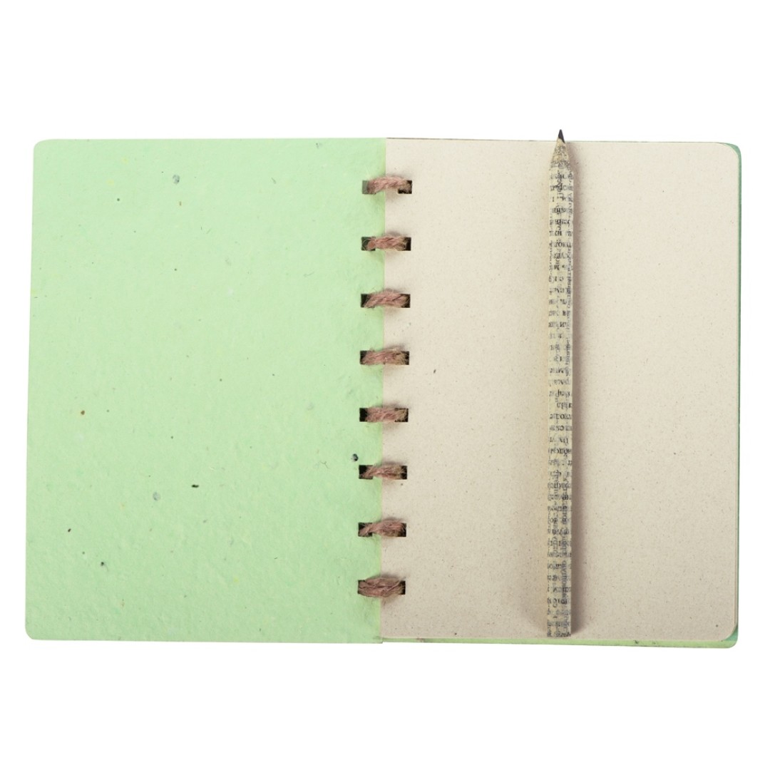 Живой блокнот с семенами цветов, А6, зеленое яблоко