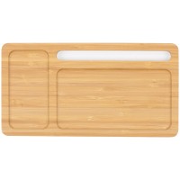 Беспроводное зарядное устройство-органайзер из бамбука "Timber", натуральный/белый