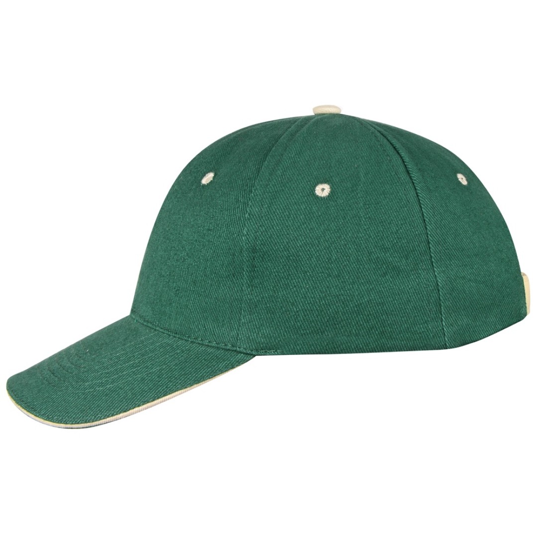 Бейсболка "New Castle" 6-ти панельная, зеленый/натуральный