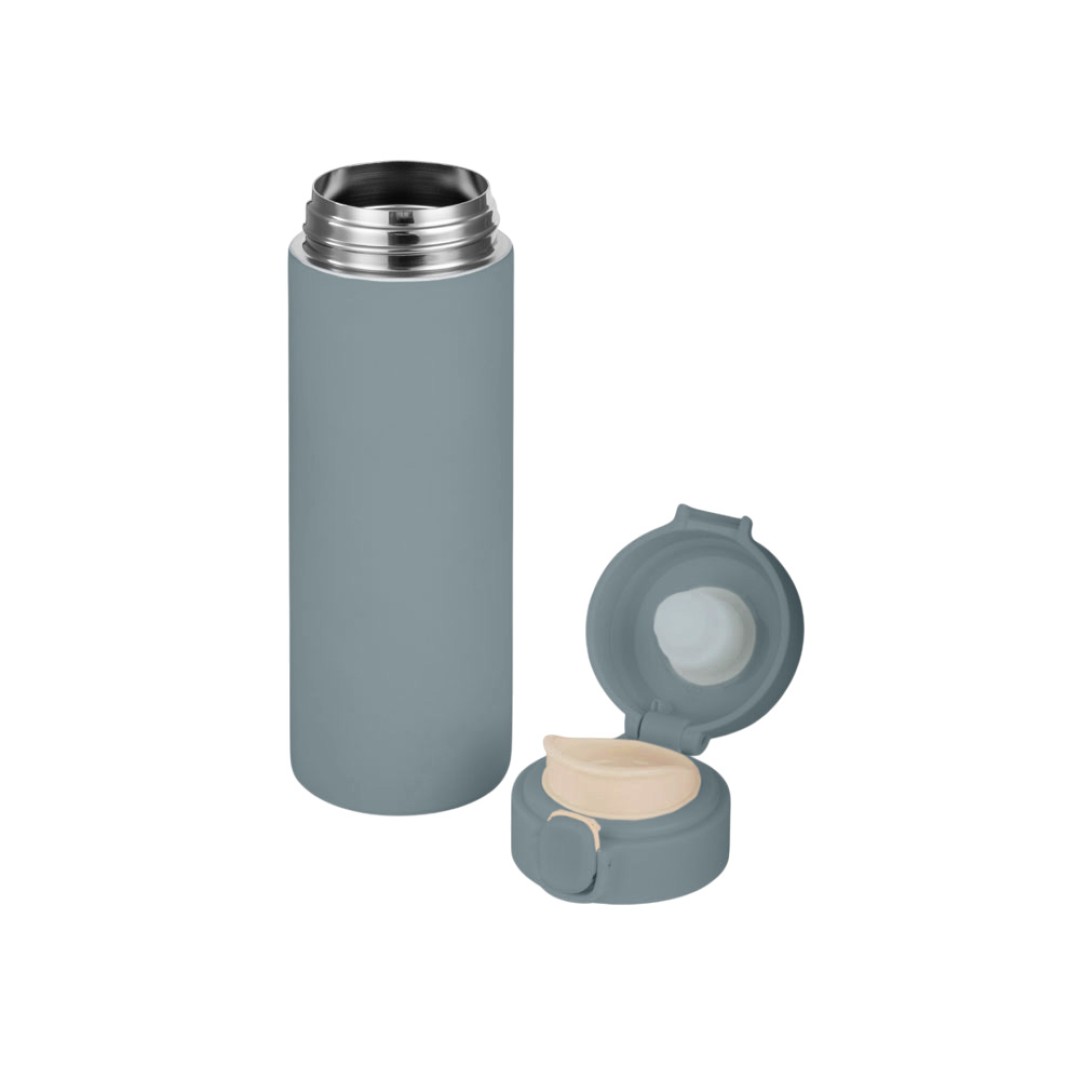 Вакуумная термокружка Waterline c кнопкой «Guard», 400 мл, тубус, антрацит