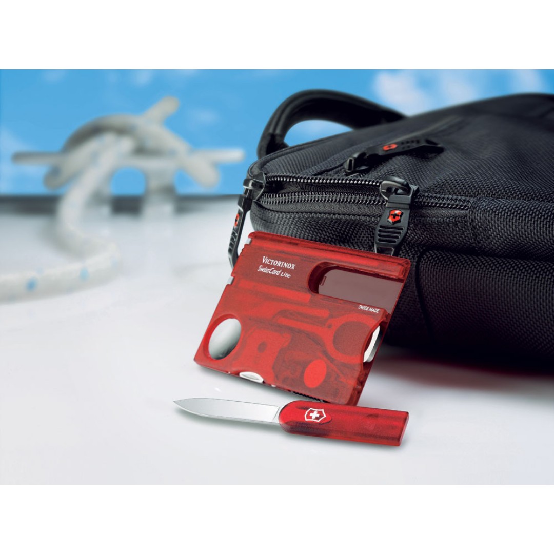 Швейцарская карточка VICTORINOX SwissCard Lite, 13 функций, полупрозрачная красная