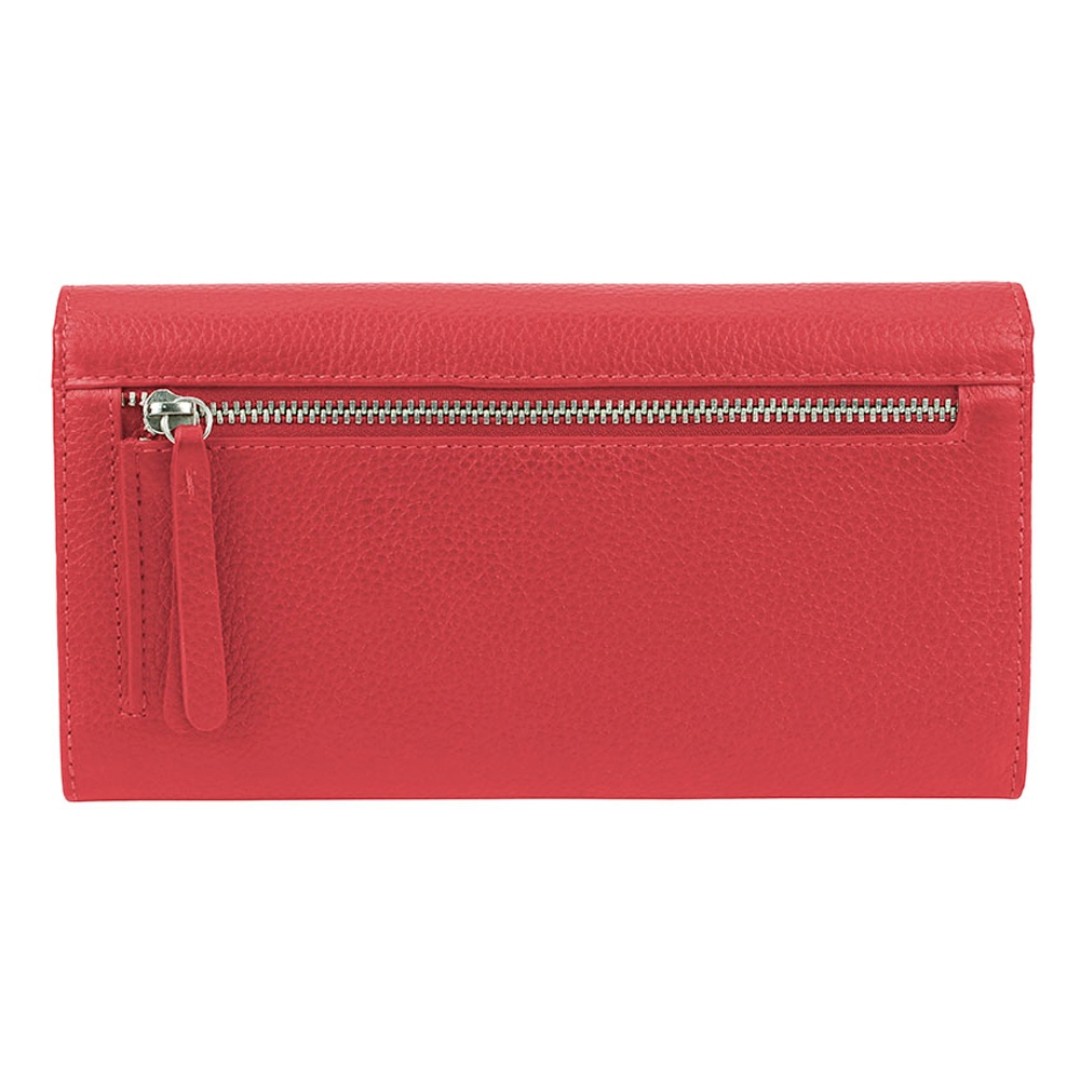 Кошелёк женский BUGATTI Linda, красный, натуральная воловья кожа, 19х3х10 см