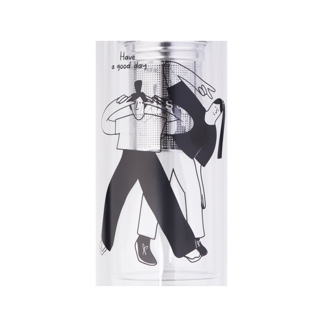 Стеклянная термобутылка "Glassir", 500мл, черный (трафаретная печать круговая)