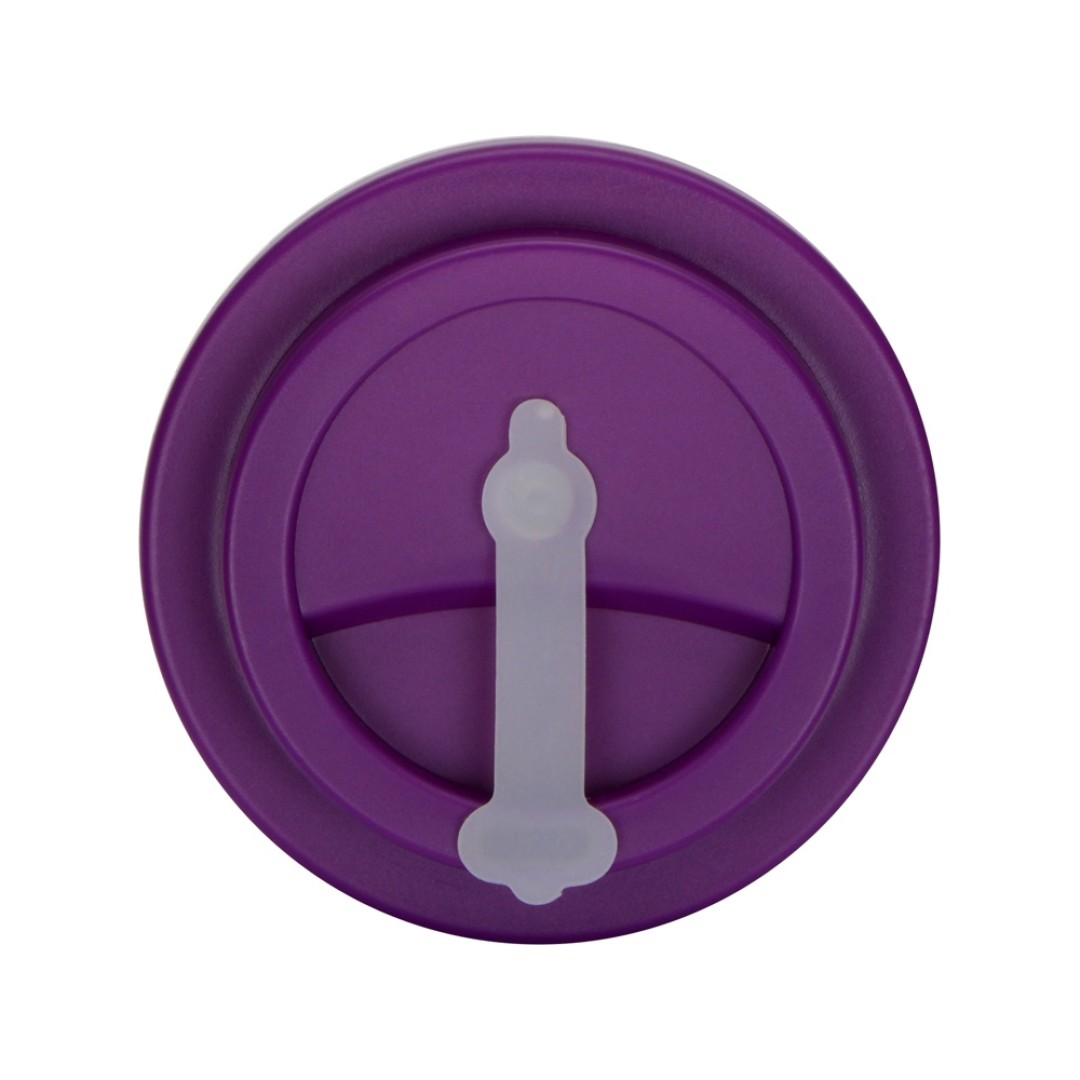 Пластиковый стакан Take away с двойными стенками и крышкой с силиконовым клапаном, 350 мл, белый/фиолетовый