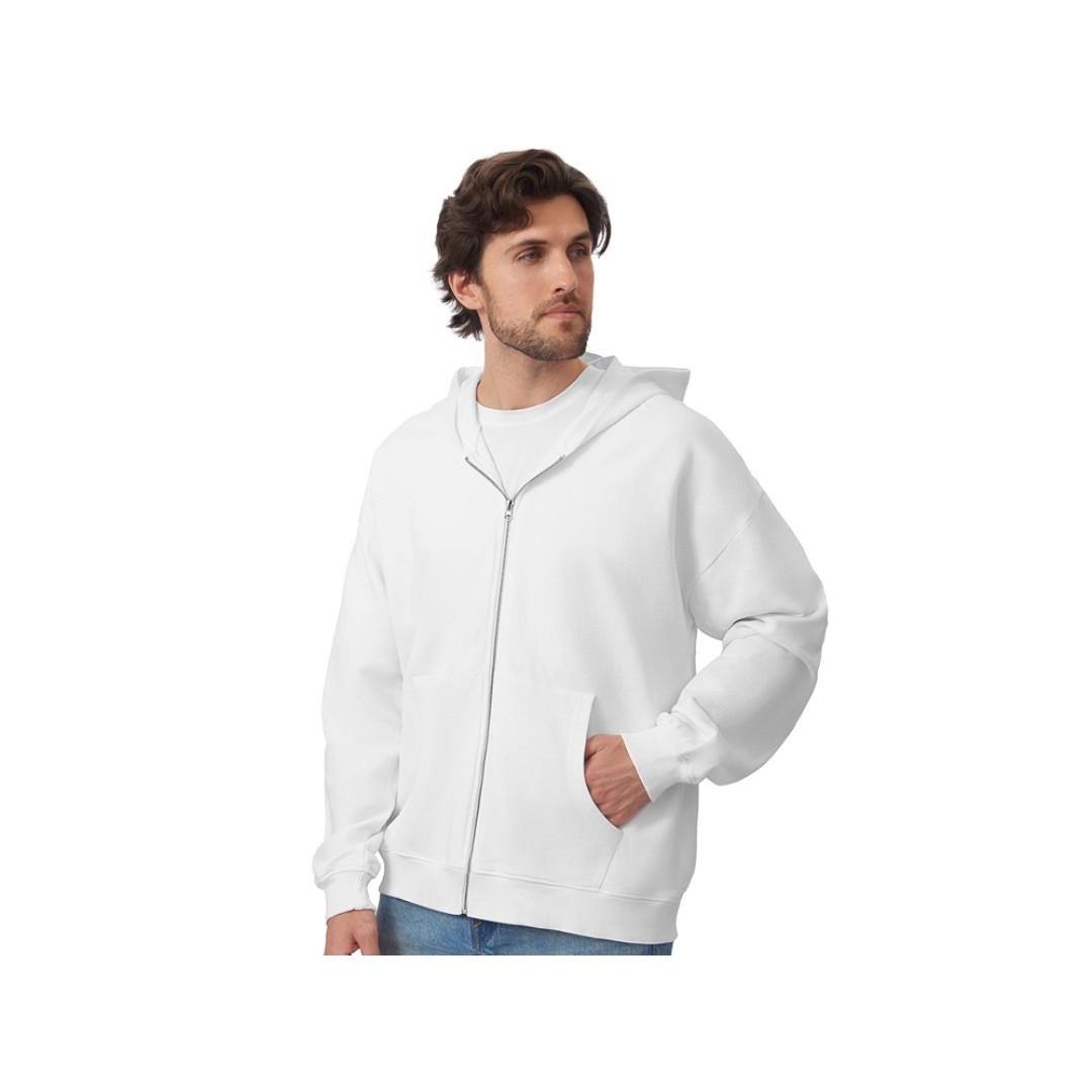 Толстовка оверсайз с капюшоном на молнии «Monaco», белый