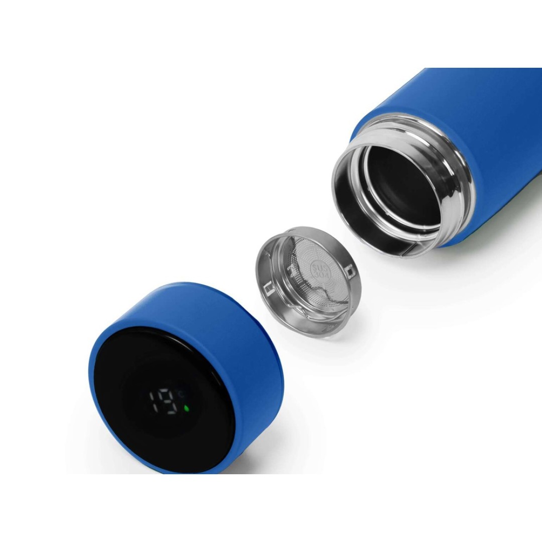 Термос FAMILY MARK LED, soft touch (Синий)