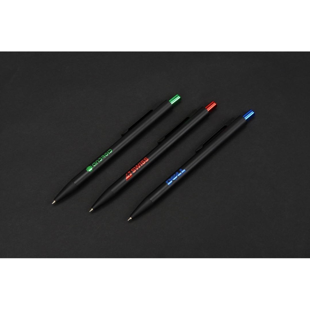 Ручка металлическая шариковая «Blaze» с цветным зеркальным слоем, черный/синий