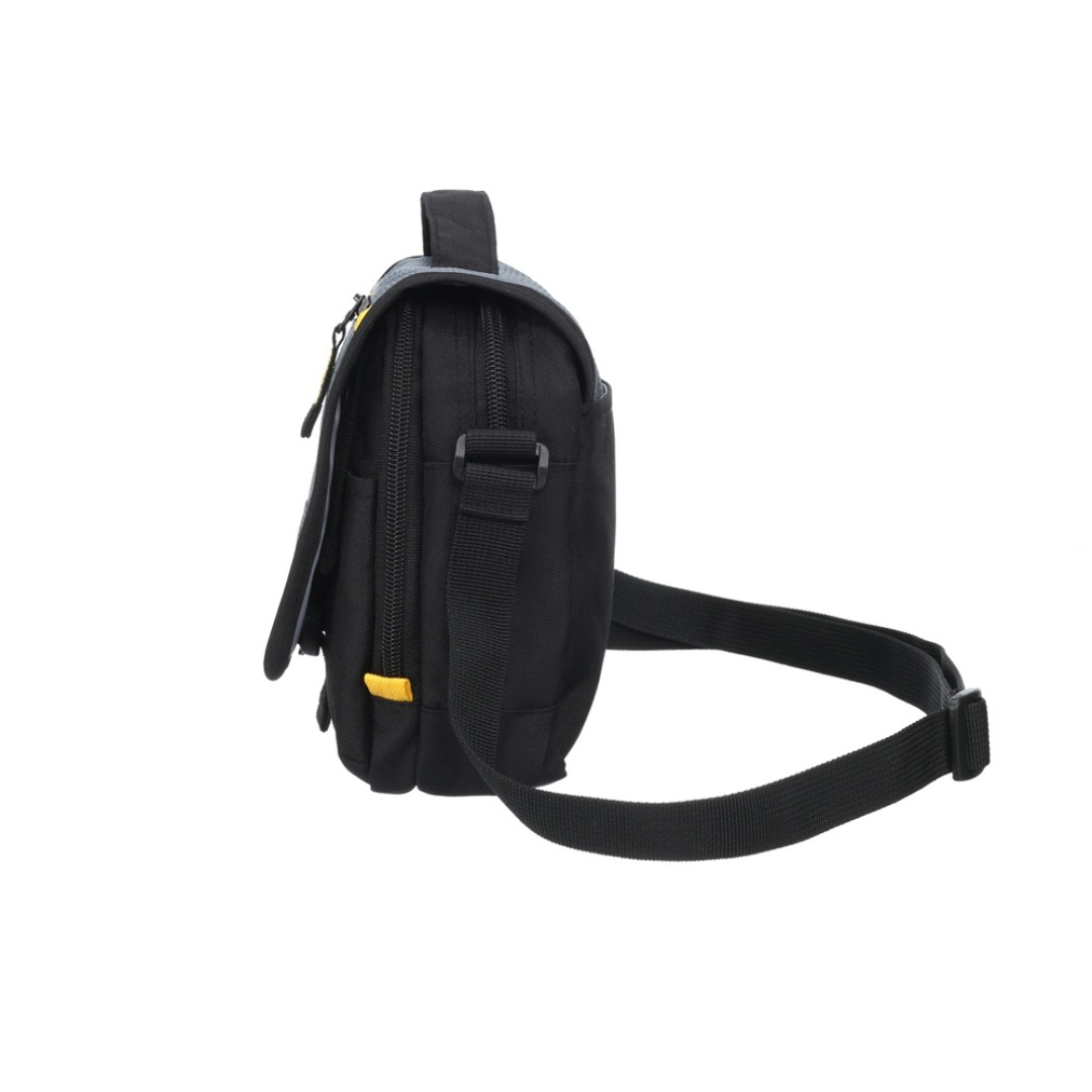 Сумка наплечная TORBER, черный/серый, полиэстер/добби, 15х5х22 см