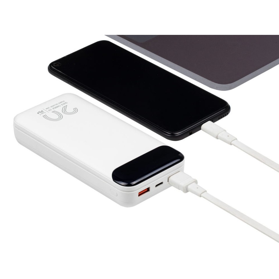 RIVACASE VA2580 (20 000mAh), QC/PD 20W внешний аккумулятор с дисплеем, белый /24