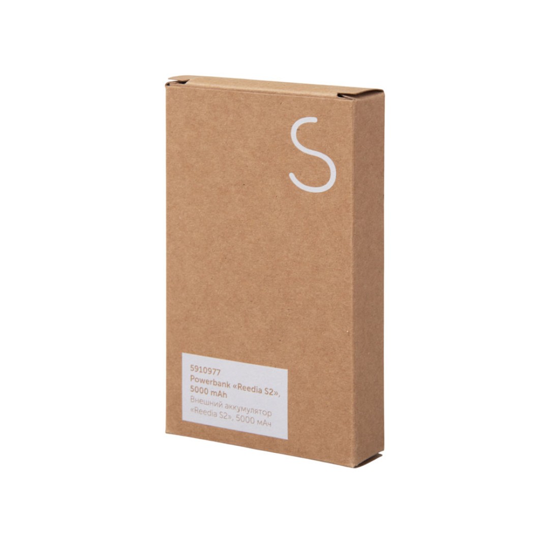 Внешний аккумулятор с подсветкой лого «Reedia S2», 5000 mAh, бамбук, черный