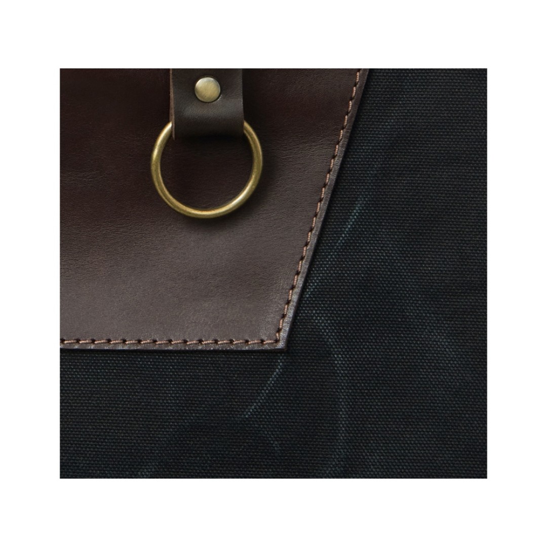 Фартук из канваса с ремнями из натуральной кожи, материал: канвас смесовый, плотность 450 гр/м, натуральная кожа КРС, цвет черный, коричневый темный