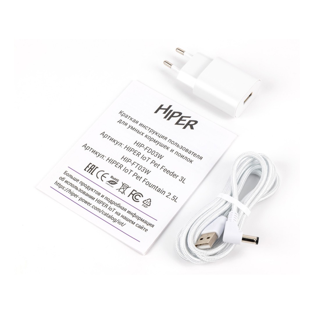 Умная Wi-Fi кормушка «IoT Pet Feeder», 3000 мл, белый/черный