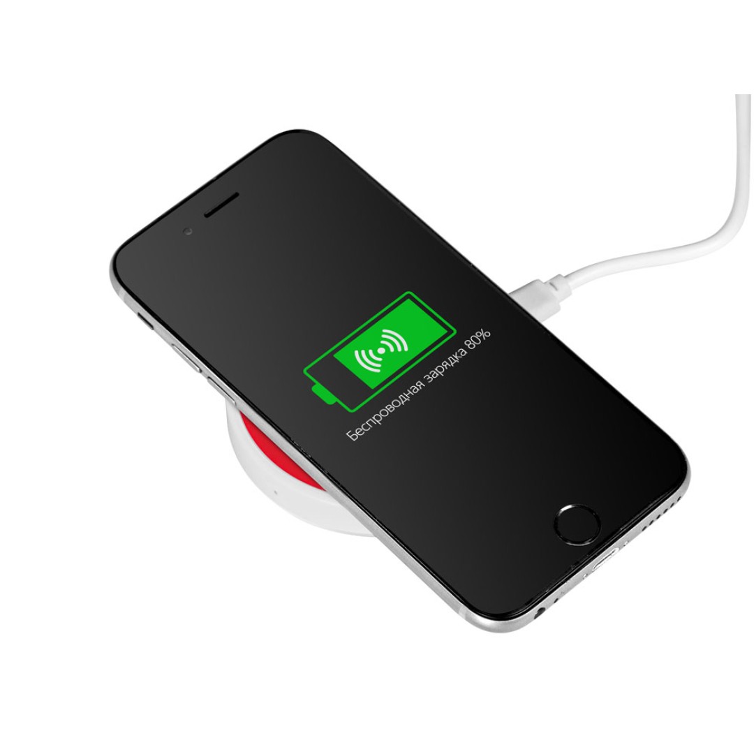 Беспроводное зарядное устройство «Dot», 5 Вт, белый/красный