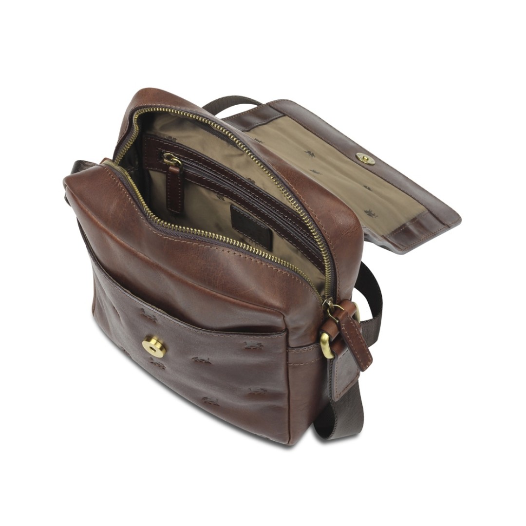 Сумка через плечо Mano "Don Leon", натуральная кожа в коричневом цвете, 20 х 25 х 8 см