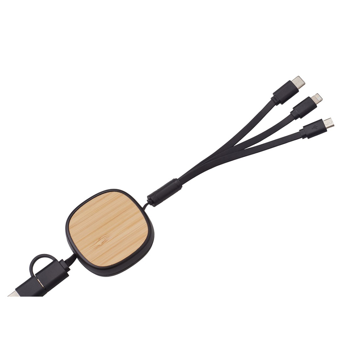 Универсальный кабель с ретрактором 3-в-1 «Retrax», черный