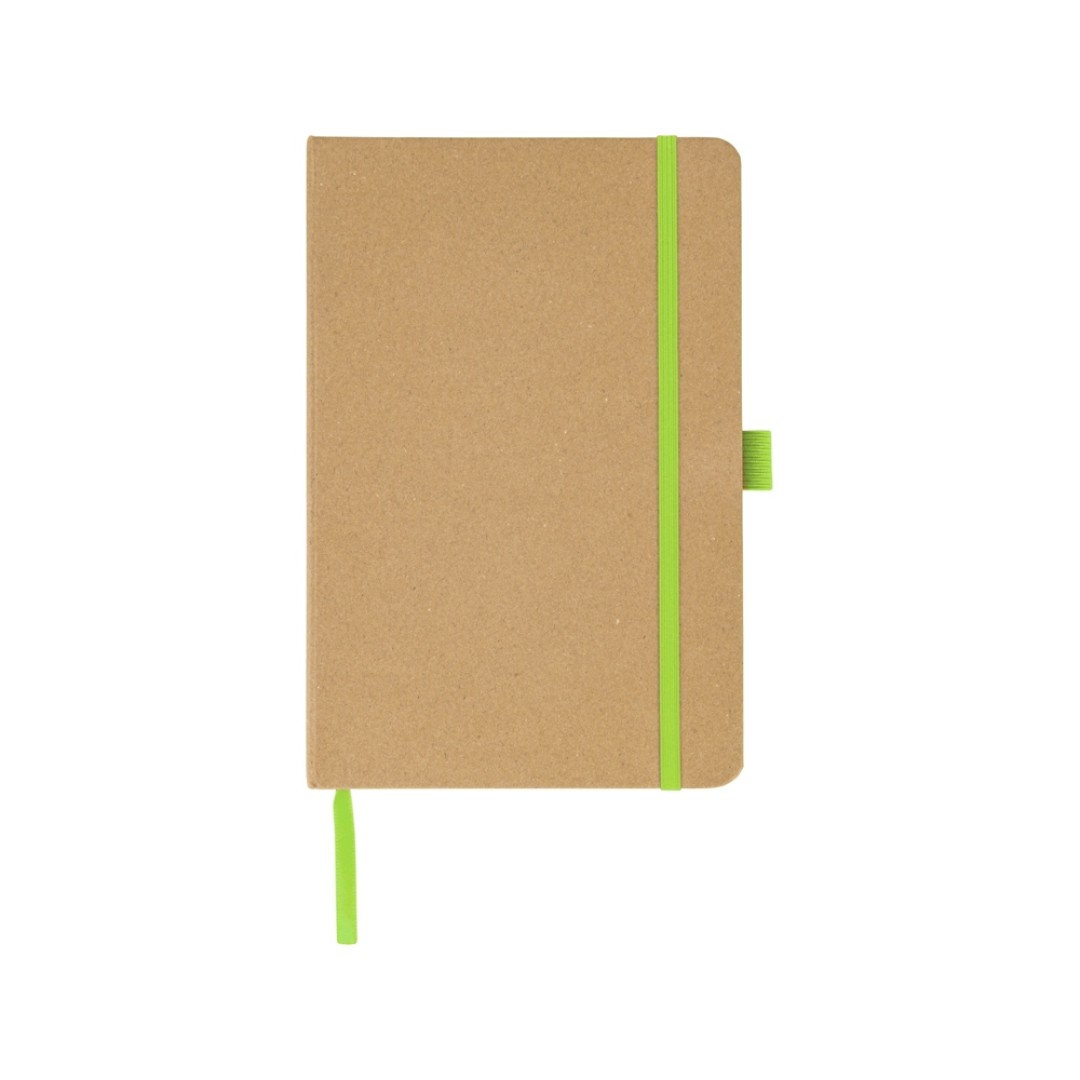 Блокнот A5 "Sevilia Color", твердая обложка из крафта, 80 листов, цветной срез и форзац, натуральный/зеленое яблоко