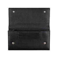 Кошелёк женский BUGATTI Lady Top, чёрный, натуральная воловья кожа, 20х2,5х10,5 см