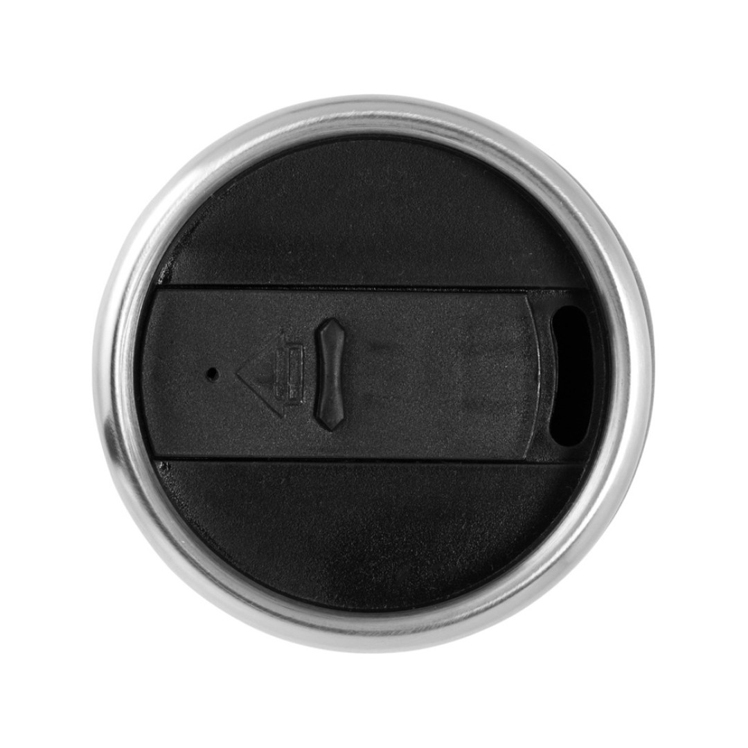 Термостакан Elwood из переработанной нержавеющей стали, 410 мл - Серебристый/Черный