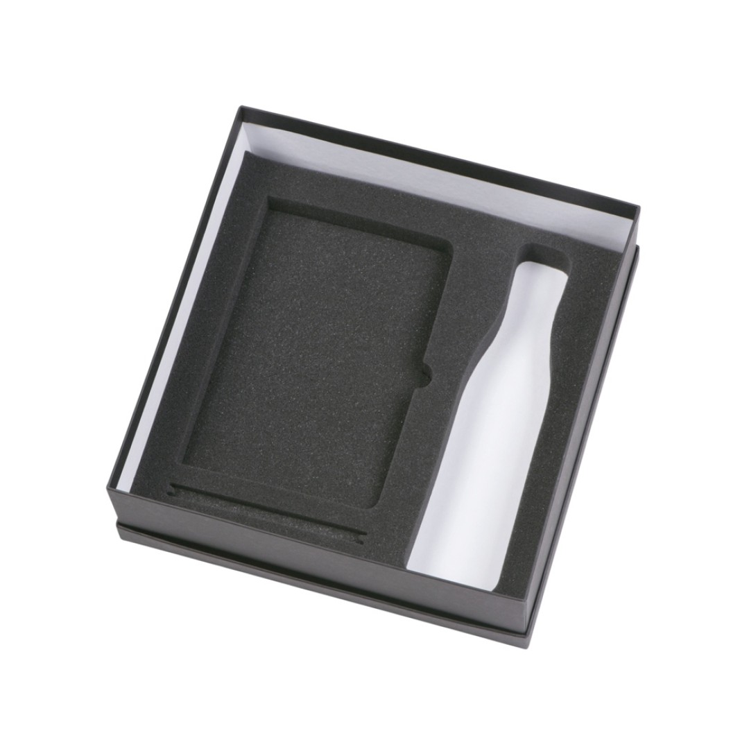 Подарочный набор c блокнотом C1, ручкой и термобутылкой, серый