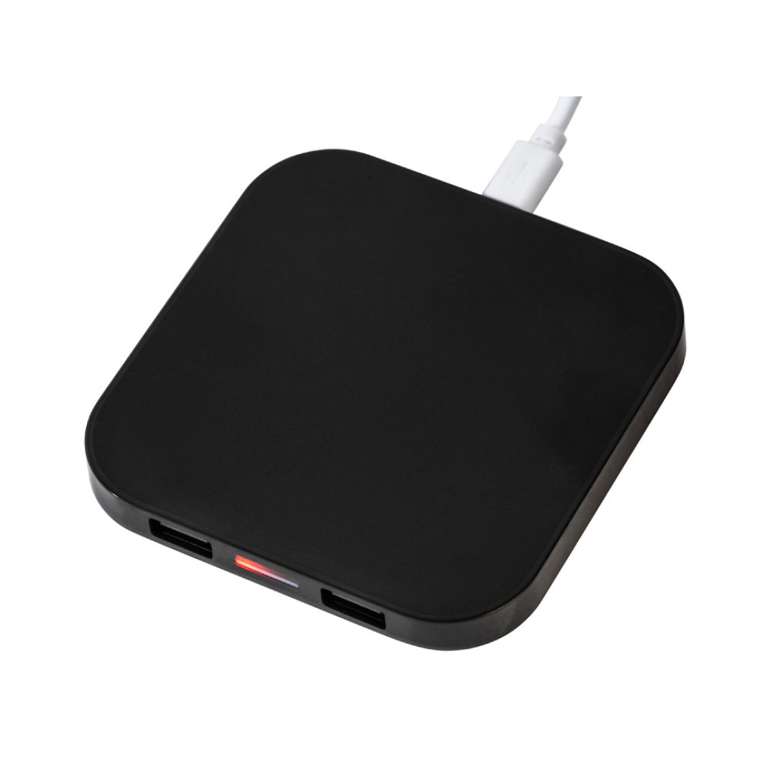 Беспроводная зарядка «Tile» с 2 USB-A, 5 Вт, черный