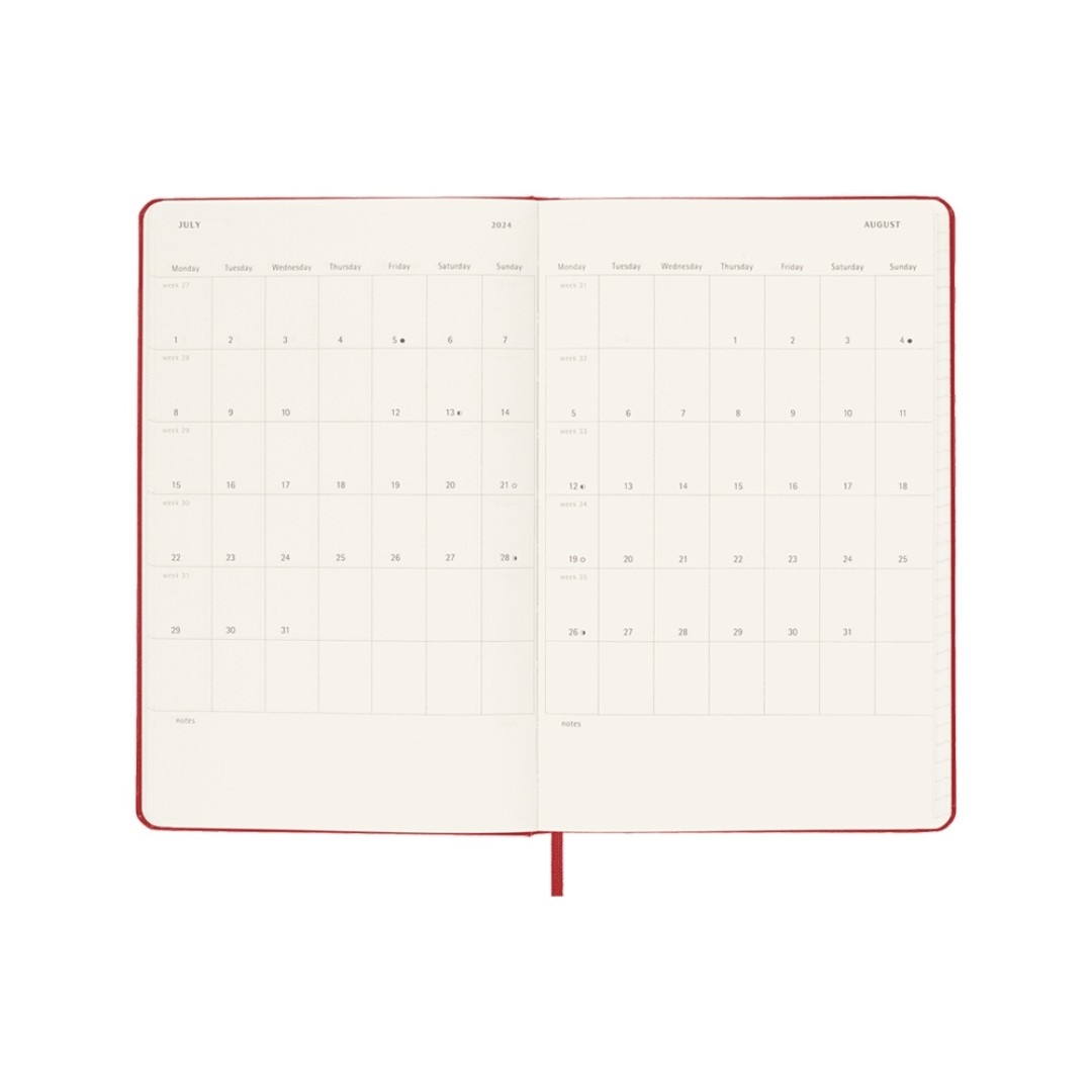 Записная книжка 12 месяцев на 2024 год, в твердой обложке, красный, Large, 13х21
