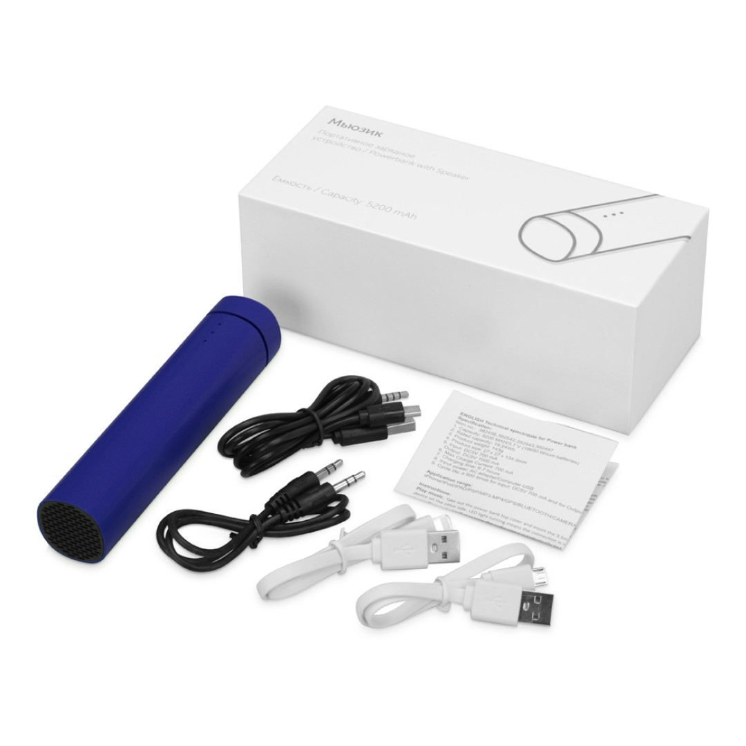 Портативное зарядное устройство "Мьюзик", 5200 mAh, синий