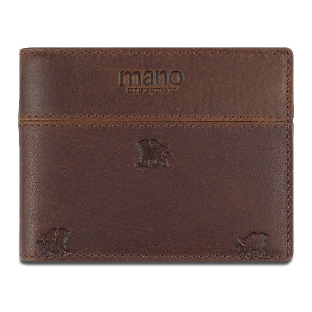 Портмоне Mano "Don Leon", натуральная кожа в коричневом цвете, 11 х 8,6 см