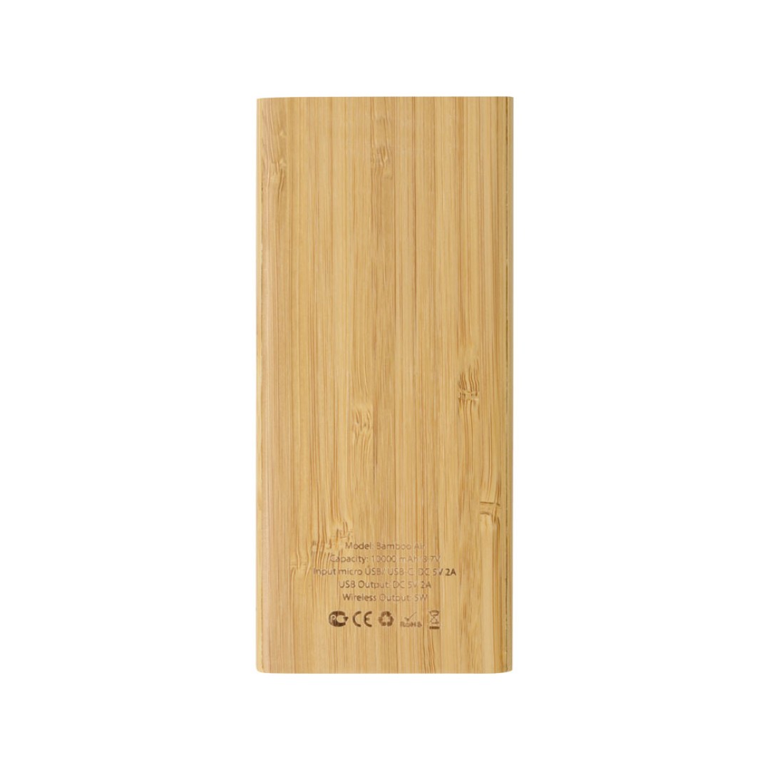 Внешний беспроводной аккумулятор из бамбука "Bamboo Air", 10000 mAh