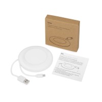 Беспроводное зарядное устройство со встроенным кабелем 2-в-1 "Disc", белый