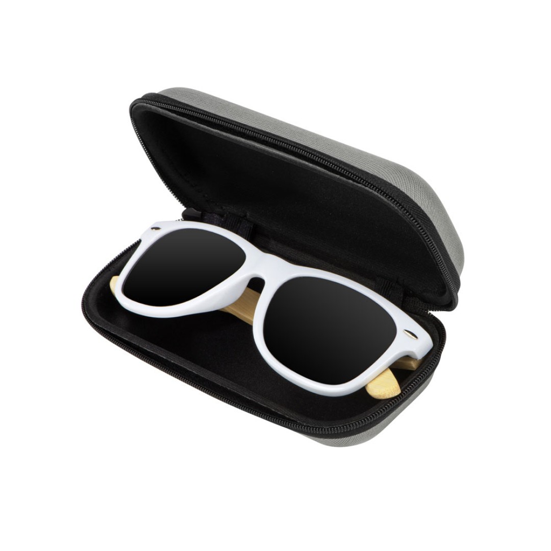 Солнцезащитные очки Rockwood с бамбуковыми дужками в сером футляре, белый