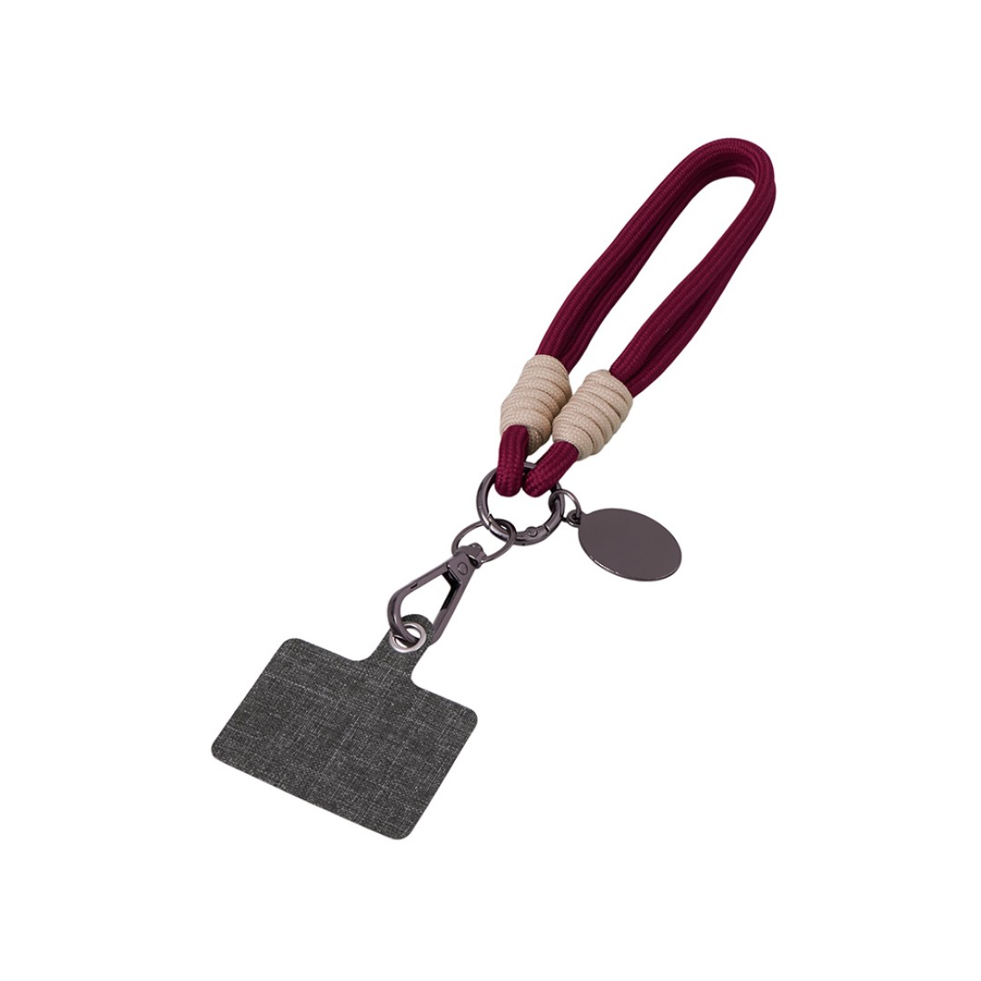 Брелок-браслет "Bohemian" c тканевым держателем для телефона, бургунди