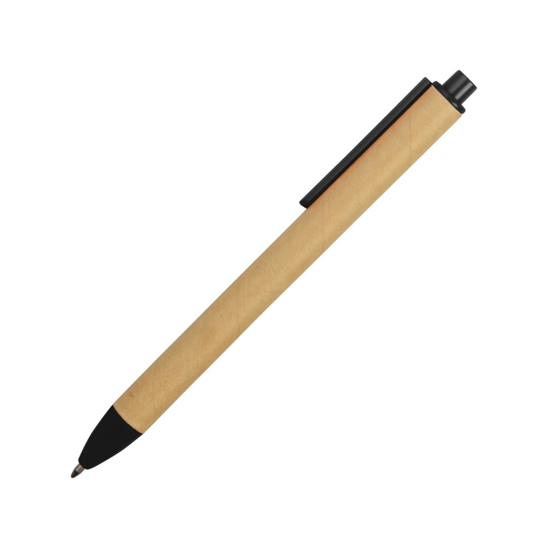 Ручка картонная пластиковая шариковая «Эко 2.0», бежевый/черный